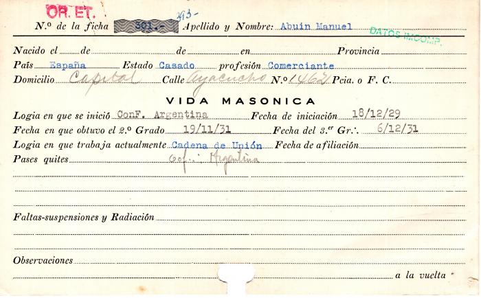Ficha de miembro de Manuel Abuin.