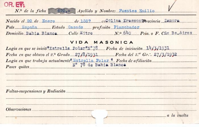 Ficha de miembro de Emilio Fuentes.