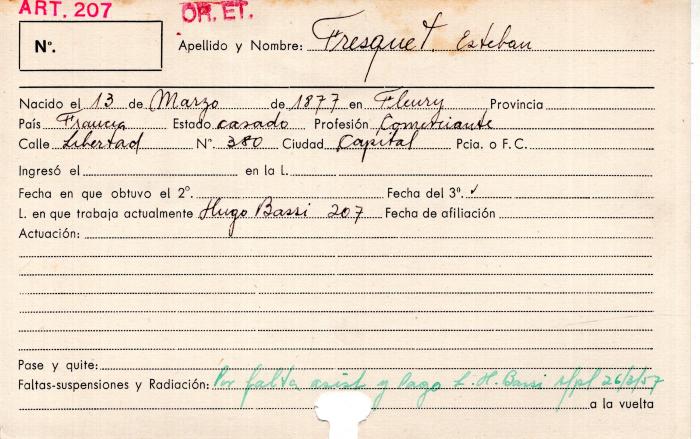 Ficha de miembro de Esteban Fresquet.
