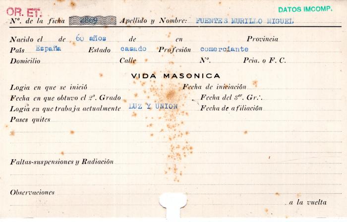 Ficha de miembro de Miguel Fuentes Murillo.