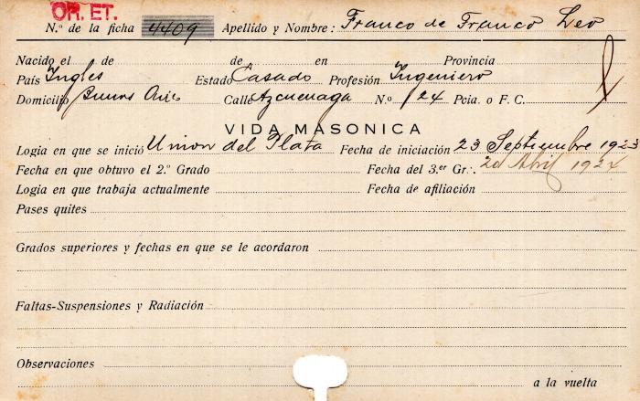 Ficha de miembro de Leo Franco de Franco.