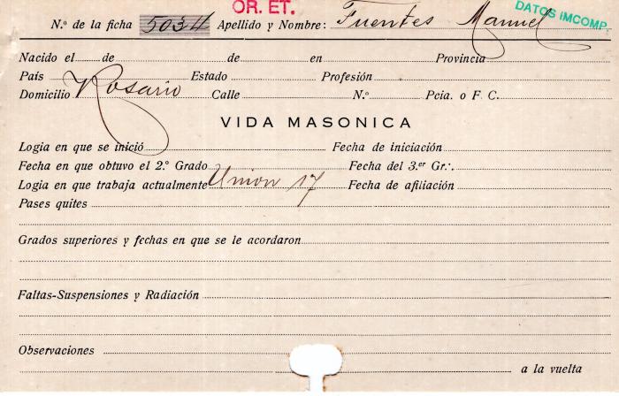 Ficha de miembro de Manuel Fuentes.