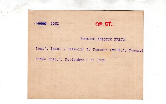 Ficha de miembro de Eduardo Antonio Frejo.