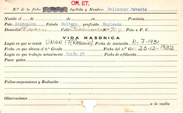 Ficha de miembro de Roberto Gallacher.