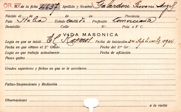 Ficha de miembro de Giovani Ángel Galardoni.