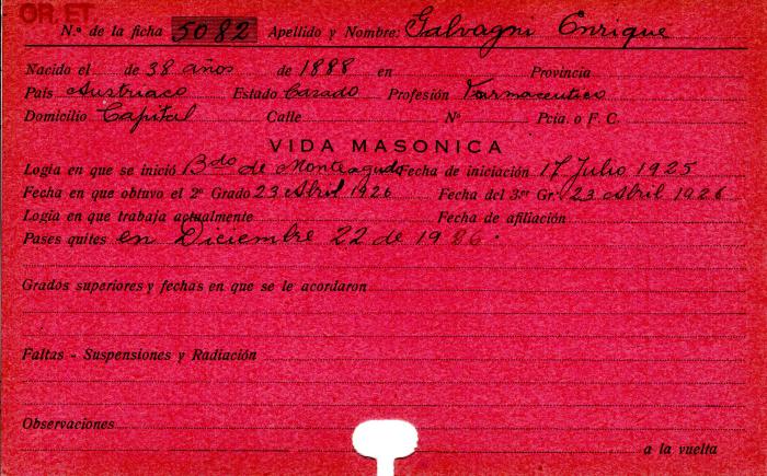 Ficha de miembro de Enrique Galvagni.