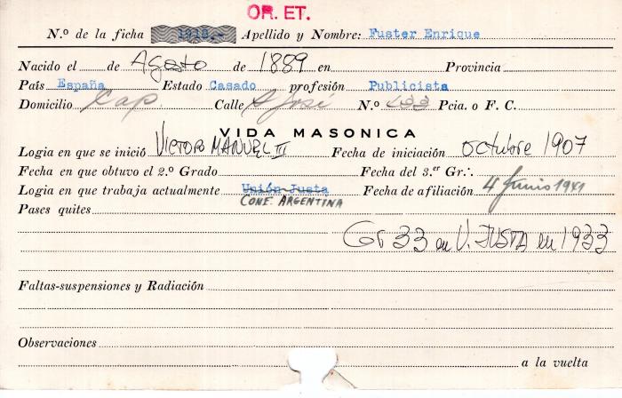 Ficha de miembro de Enrique Fuster.