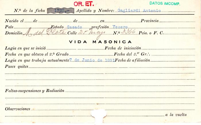 Ficha de miembro de Antonio Gagliardi.