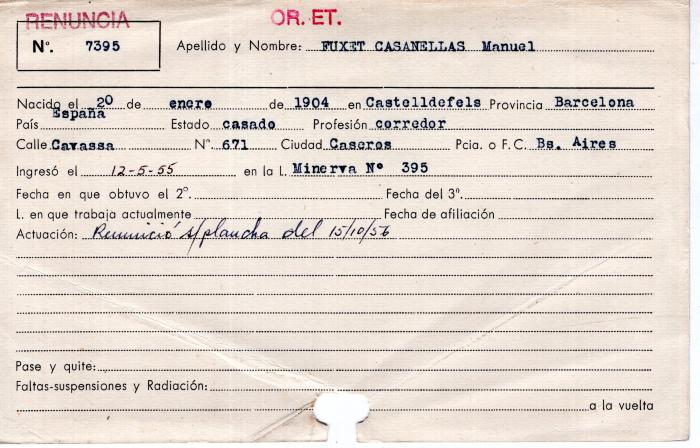 Ficha de miembro de Manuel Fuxet Casanellas.