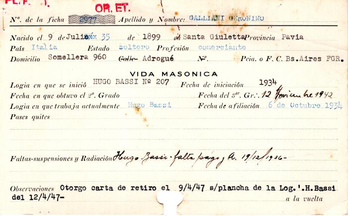 Ficha de miembro de Gerónimo Galliani.