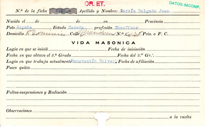 Ficha de miembro de Juan García Delgado.