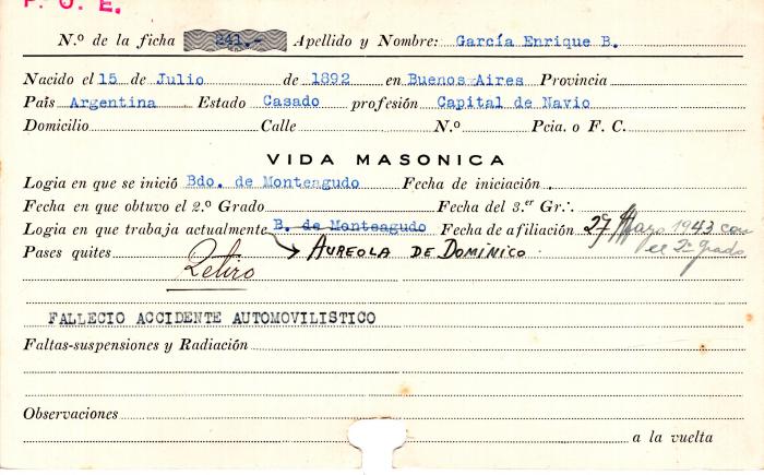 Ficha de miembro de Enrique B. García.