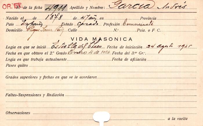 Ficha de miembro de Andrés García.