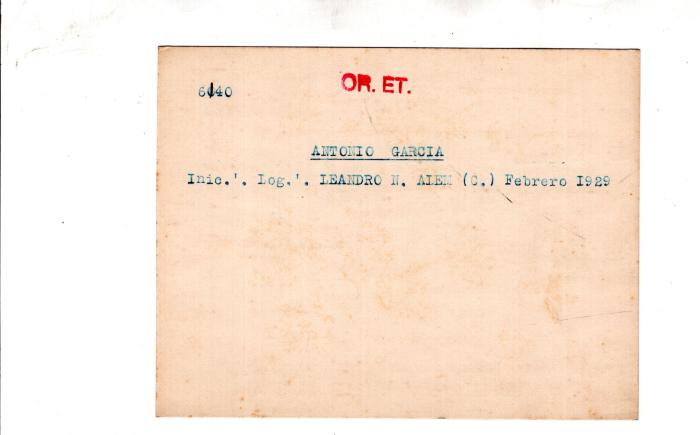 Ficha de miembro de Antonio García.