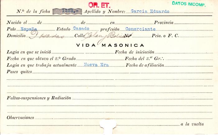 Ficha de miembro de Eduardo García.