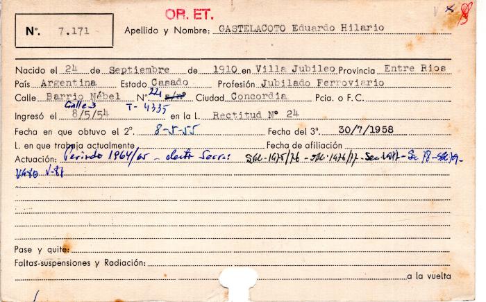 Ficha de miembro de Eduardo Hilario Gastelacoto.