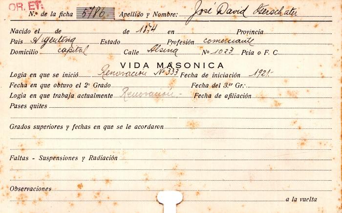 Ficha de miembro de José David Gerschater.