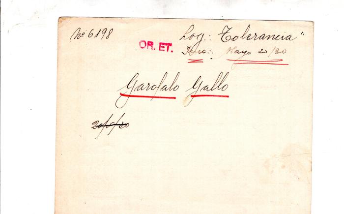 Ficha de miembro de Gallo Garofalo.