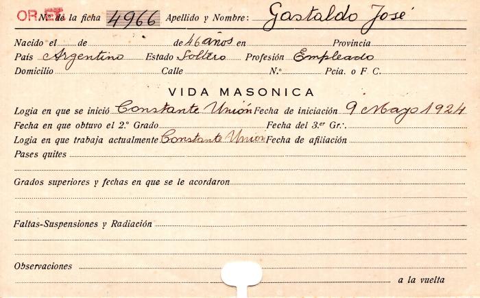 Ficha de miembro de Jose Gastaldo.
