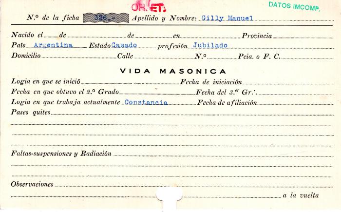 Ficha de miembro de Manuel Gilly.