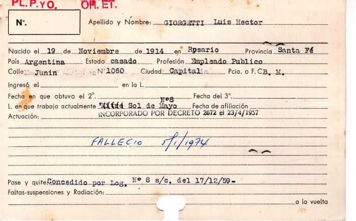 Ficha de miembro de Luis Héctor Giorgetti.