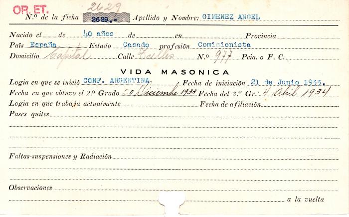 Ficha de miembro de Ángel Gimenez.