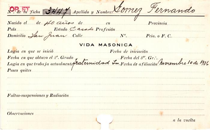 Ficha de miembro de Fernando Gómez.
