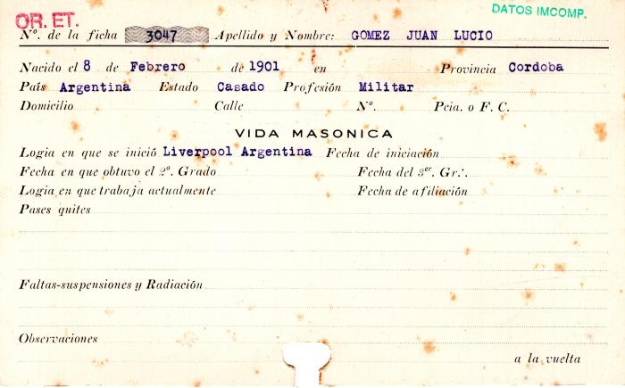 Ficha de miembro de Juan Lucio Gómez.