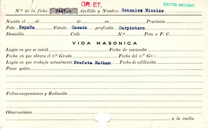 Ficha de miembro de Nicolás González.
