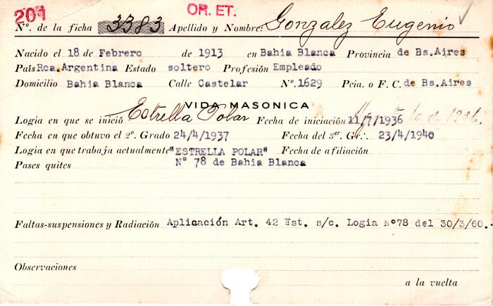 Ficha de miembro de Eugenio González.