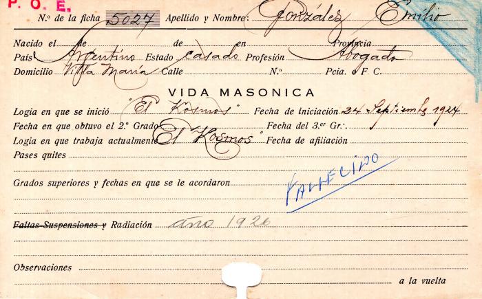 Ficha de miembro de Emilio González.