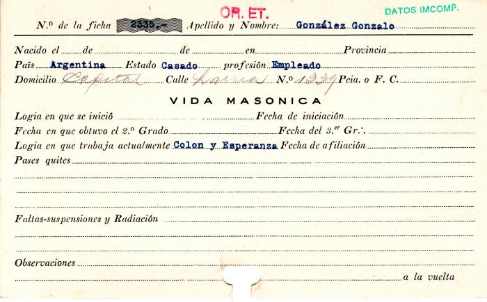 Ficha de miembro de Gonzalo González.
