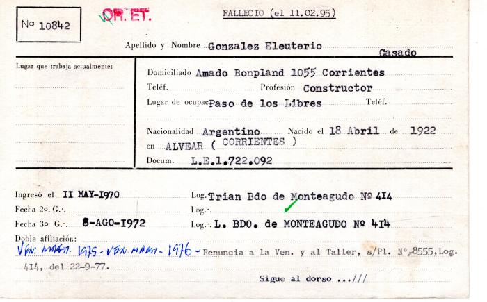 Ficha de miembro de Eleuterio González.
