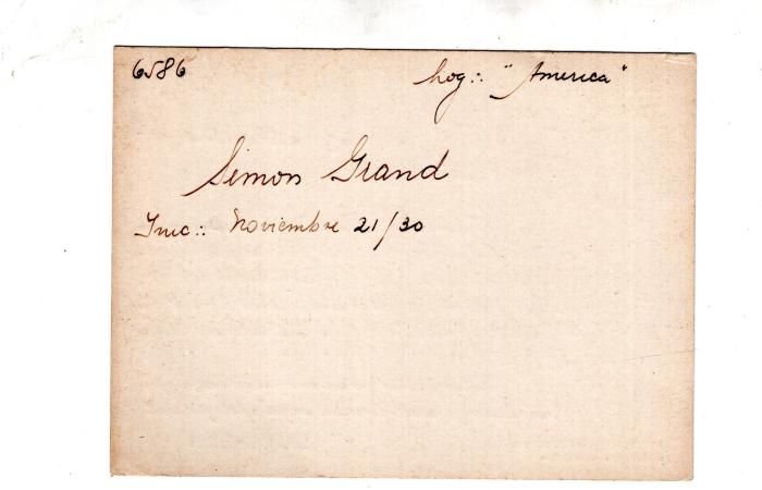 Ficha de miembro de Simón Grand.
