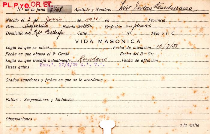 Ficha de miembro de Luis Isidora Guadarrama.