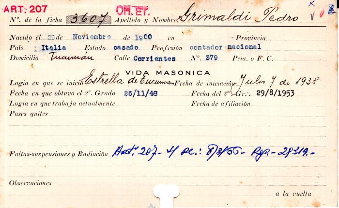 Ficha de miembro de Pedro Grimaldi.