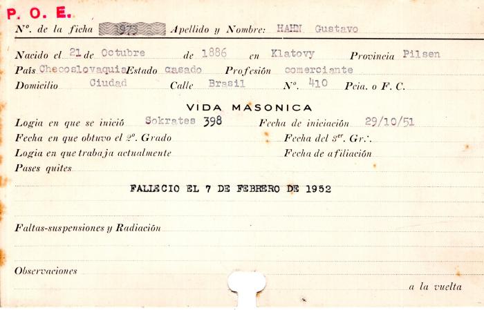 Ficha de miembro de Gustavo Hahn.