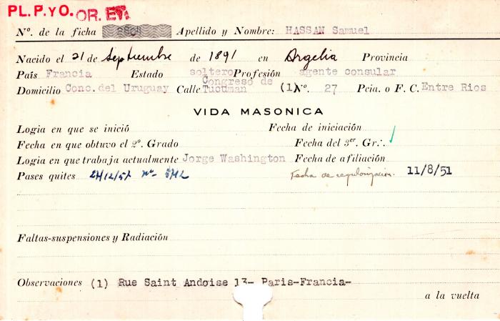 Ficha de miembro de Samuel Hassan.