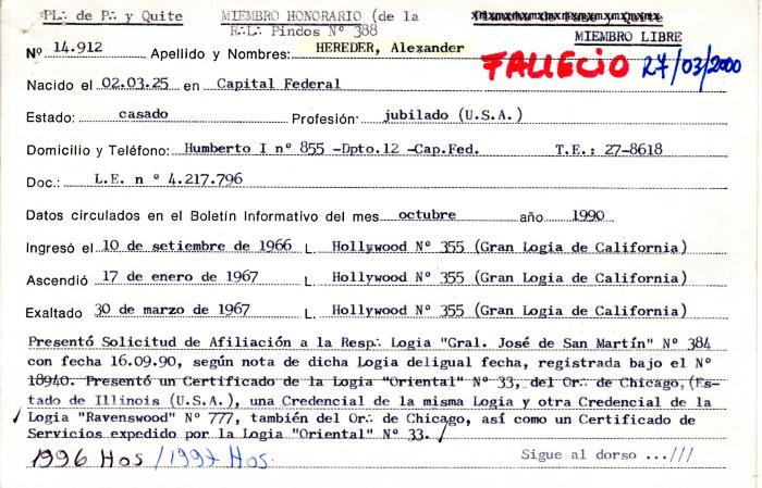 Ficha de miembro de Alexander Hereder.