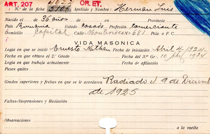 Ficha de miembro de Luis Herman.