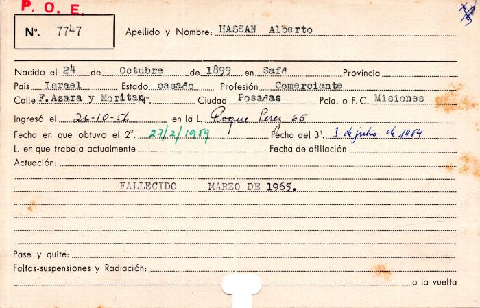 Ficha de miembro de Alberto Hassan.