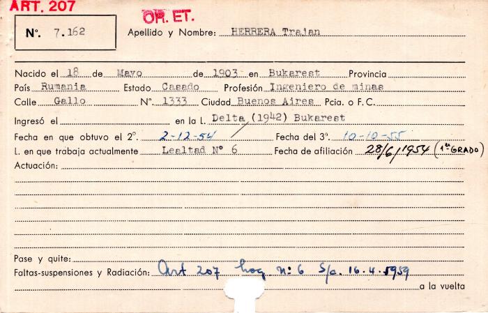 Ficha de miembro de Trajan Herrera.
