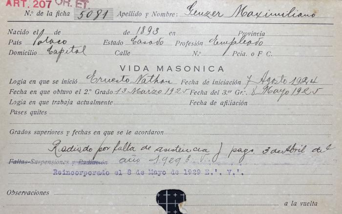 Ficha de miembro de Maximiliano Genzer.