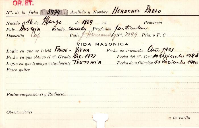Ficha de miembro de Pablo Herschel.