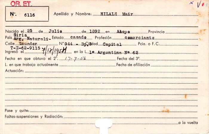 Ficha de miembro de Mair Hilale.