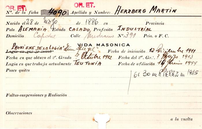 Ficha de miembro de Martín Herzberg.