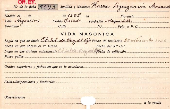 Ficha de miembro de Armando Herrera Leguizamón.