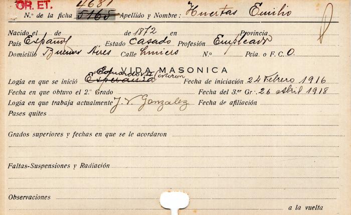 Ficha de miembro de Emilio Huertas.
