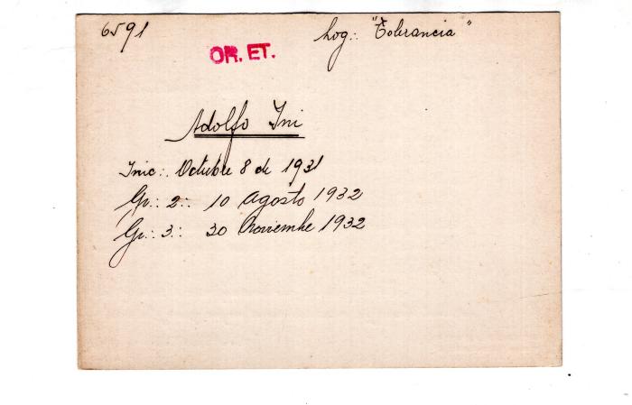 Ficha de miembro de Adolfo Ini.
