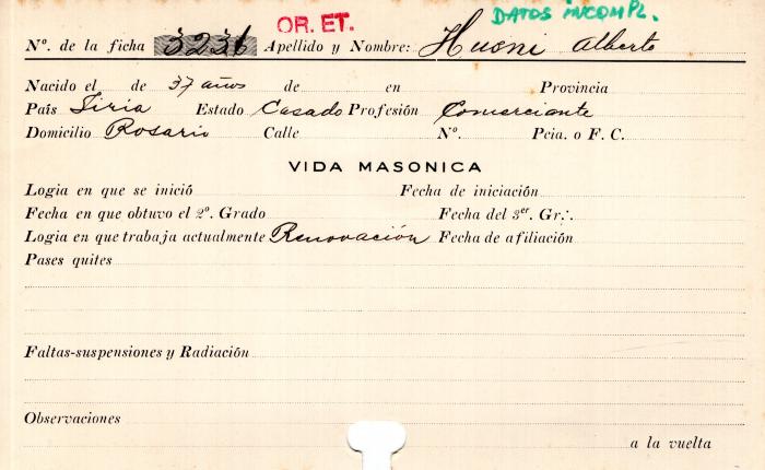 Ficha de miembro de Alberto Husni.